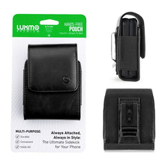LUXMO Extra Small Vertical Universal Leather Pouch - Black (Retail Packaging)