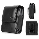 LUXMO Extra Small Vertical Universal Leather Pouch - Black (Retail Packaging)