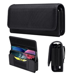 LUXMO Large Horizontal Universal Dual Phone Slot Nylon Pouch w/ Credit Card Slot - Black