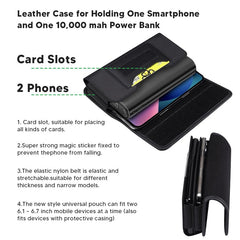 LUXMO Large Horizontal Universal Dual Phone Slot Nylon Pouch w/ Credit Card Slot - Black