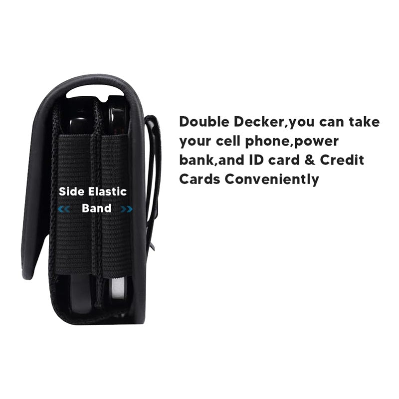 LUXMO Large Horizontal Universal Dual Phone Slot Nylon Pouch w/ Credit Card Slot - Black