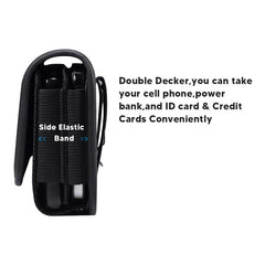 LUXMO Large Horizontal Universal Dual Phone Slot Nylon Pouch w/ Credit Card Slot - Black