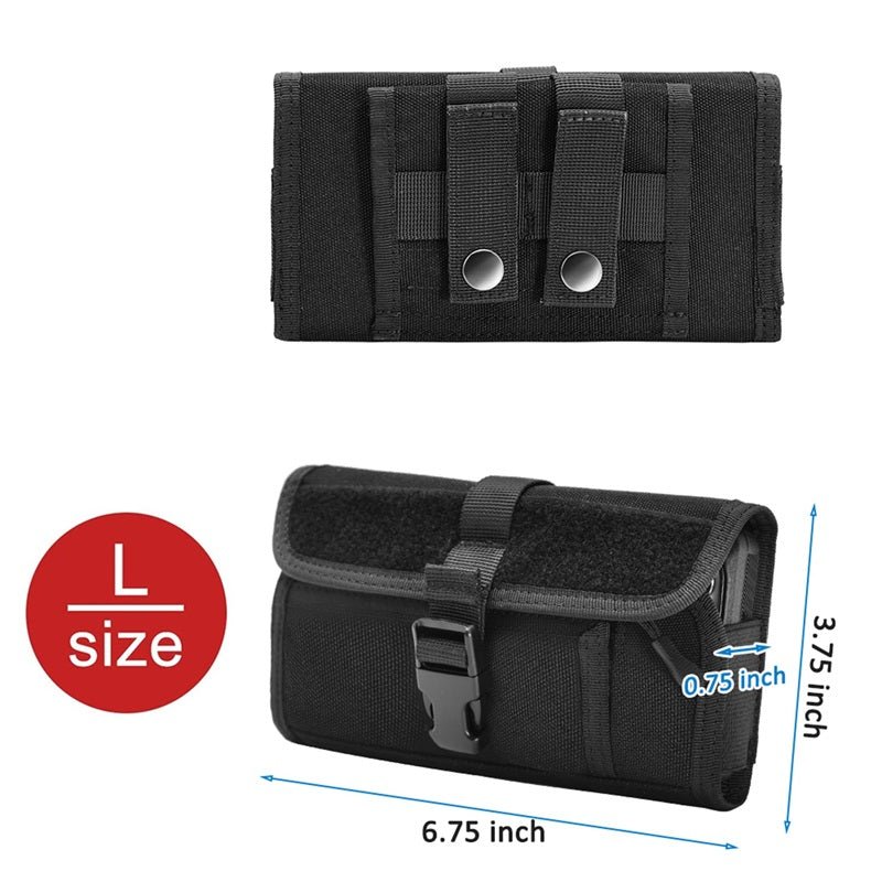 LUXMO Large Horizontal Universal Nylon Pouch w/ Large Front Zipper Compartment - Black