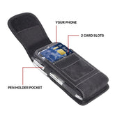 LUXMO Large Horizontal Universal Pouch w/ Dual Card Slots - Black Denim Fabric