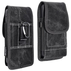 LUXMO Large Horizontal Universal Pouch w/ Dual Card Slots - Black Denim Fabric