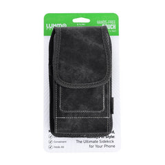 LUXMO Large Horizontal Universal Pouch w/ Dual Card Slots - Black Denim Fabric (Retail Packaging)MyBat Pro