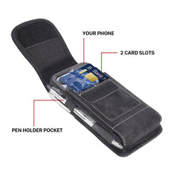 LUXMO Large Horizontal Universal Pouch w/ Dual Card Slots - Black Denim Fabric (Retail Packaging)MyBat Pro