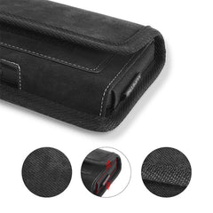 LUXMO LARGE SIZE HORIZONTAL UNIVERSAL SPECIAL FABRIC POUCH WITH DUAL CARD SLOTS - BLACK DENIM FABRIC