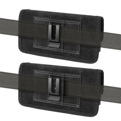 LUXMO LARGE SIZE HORIZONTAL UNIVERSAL SPECIAL FABRIC POUCH WITH DUAL CARD SLOTS - BLACK DENIM FABRIC