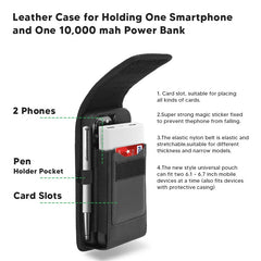 LUXMO Large Vertical Universal Dual Phone Slot Nylon Pouch w/ Credit Card Slot - Black