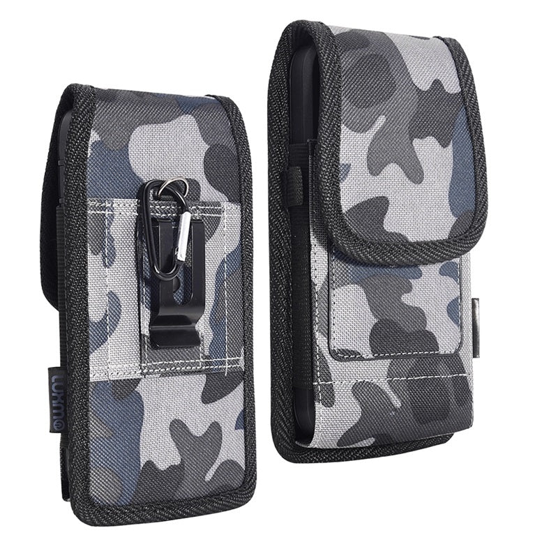 LUXMO Large Vertical Universal Nylon Pouch w/ Dual Card Slots - Grey Camo