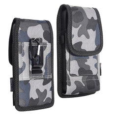 LUXMO Large Vertical Universal Nylon Pouch w/ Dual Card Slots - Grey Camo