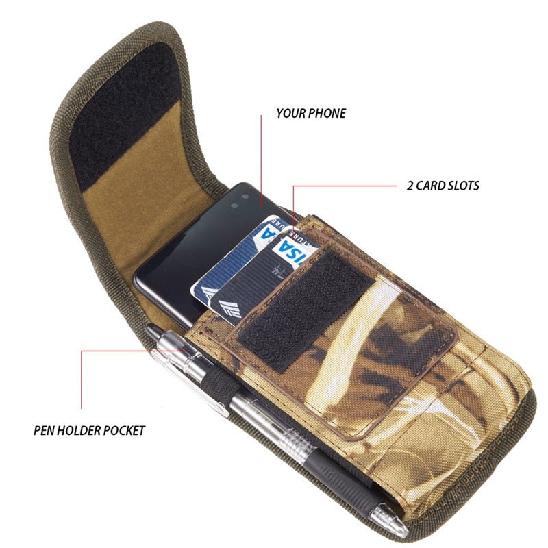 LUXMO Large Vertical Universal Nylon Pouch w/ Dual Card Slots - Tree Camo