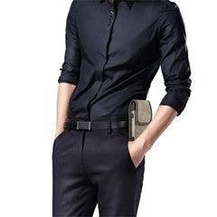 LUXMO Medium Vertical Universal Pouch w/ Dual Card Slots - Light Brown Denim Fabric