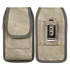 LUXMO Small Vertical Universal Pouch w/ Dual Card Slots - Light Brown Denim Fabric