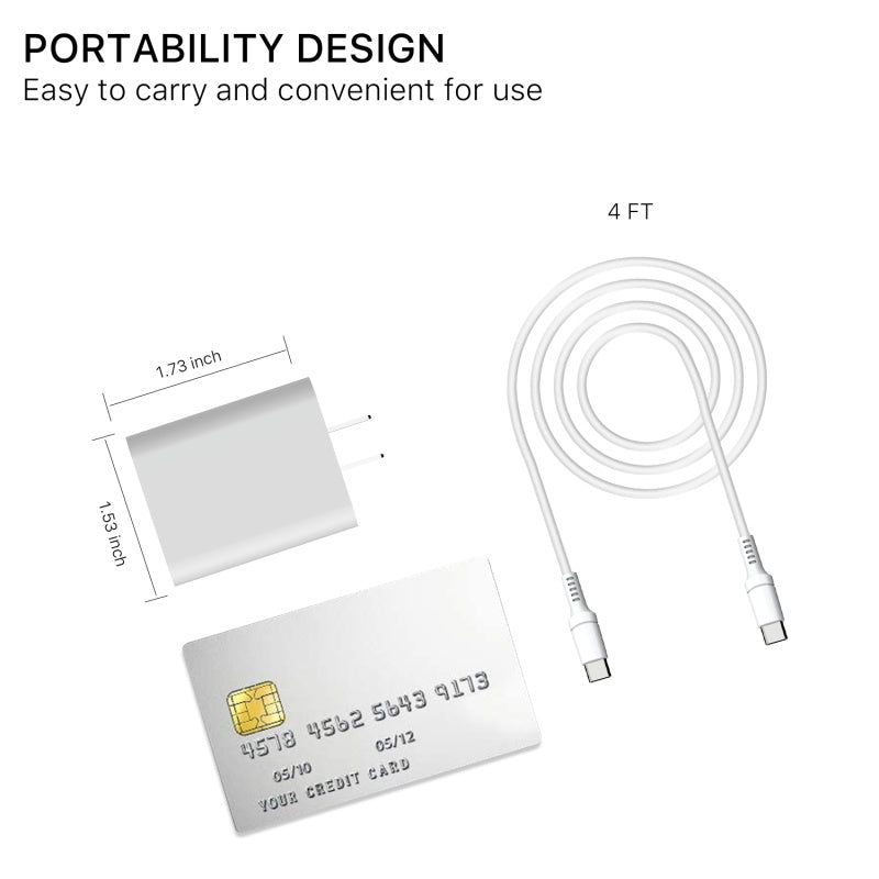 MyBat 2 - in - 1 22W Travel Charger with 4ft USB - C to USB - C Cable - WhiteMyBat Pro