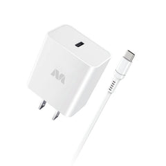 MyBat 2 - in - 1 22W Travel Charger with 4ft USB - C to USB - C Cable - WhiteMyBat Pro