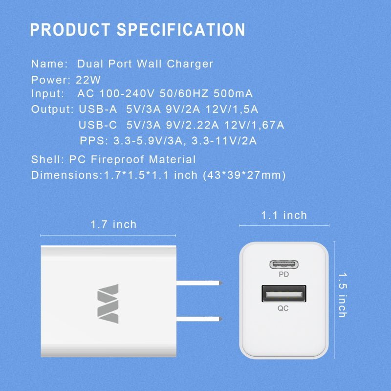 MyBat 22W Dual Port Wall ChargerMyBat