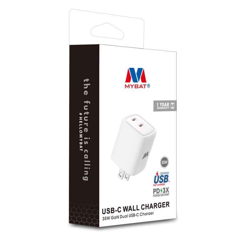 MyBat 35W GaN Dual USB - C Charger - WhiteMyBat Pro