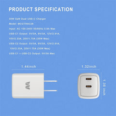 MyBat 35W GaN Dual USB - C Charger - WhiteMyBat Pro