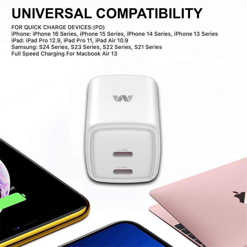 MyBat 35W GaN Dual USB - C Charger - WhiteMyBat Pro