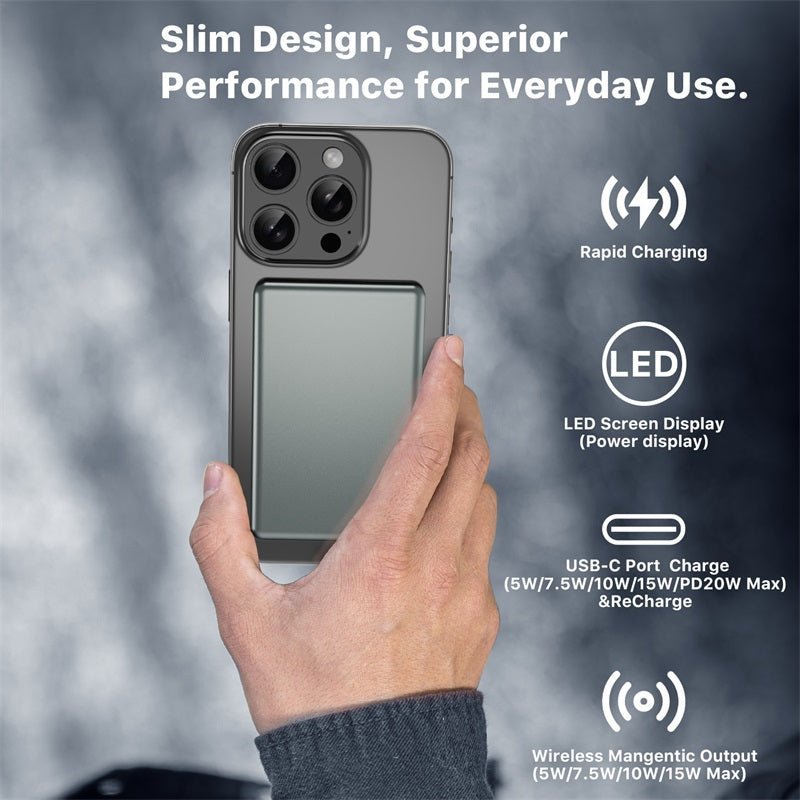 MyBat 5,000mAh Snap + Go Sleek Magnetic Wireless Power BankMyBat