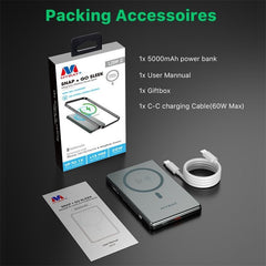 MyBat 5,000mAh Snap + Go Sleek Magnetic Wireless Power BankMyBat