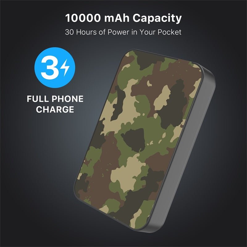 MyBat Design Lab 10000mAh Magnetic Wireless Power Bank - Black - Army Camouflage