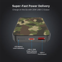 MyBat Design Lab 10000mAh Magnetic Wireless Power Bank - Black - Army Camouflage