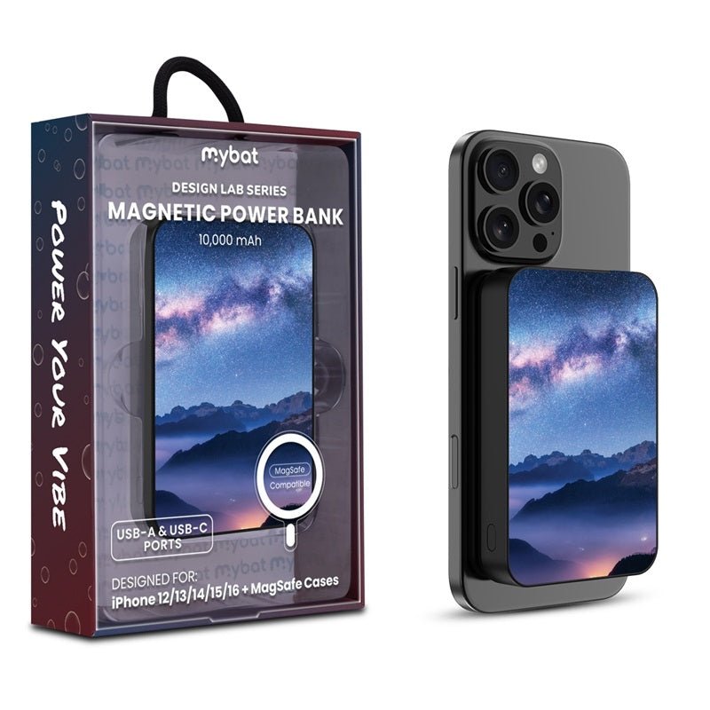 MyBat Design Lab 10000mAh Magnetic Wireless Power Bank - Black - Celestial Mountains