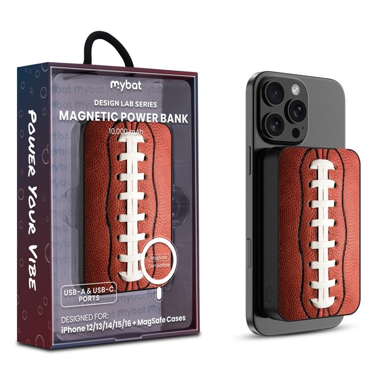 MyBat Design Lab 10000mAh Magnetic Wireless Power Bank - Black - Football