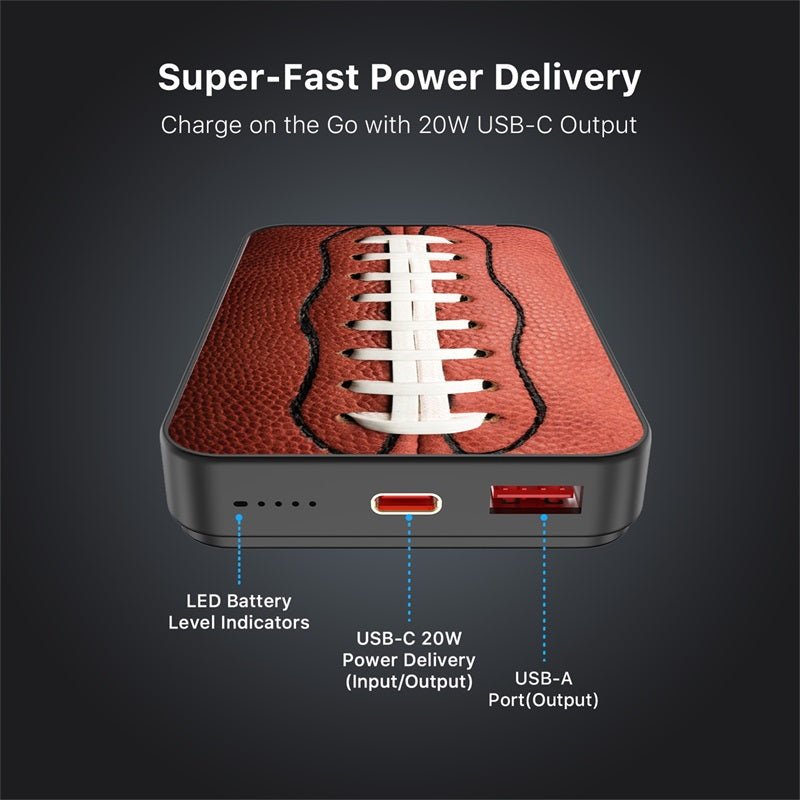 MyBat Design Lab 10000mAh Magnetic Wireless Power Bank - Black - Football