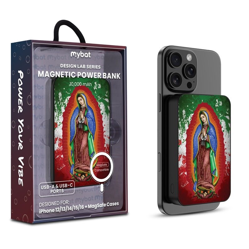 MyBat Design Lab 10000mAh Magnetic Wireless Power Bank - Black - Guadalupe Virgin Mary