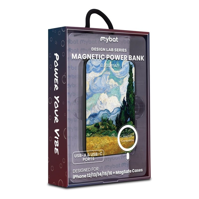 MyBat Design Lab 10000mAh Magnetic Wireless Power Bank - Black - Impressionist Painting