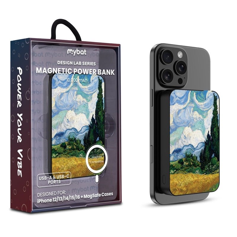 MyBat Design Lab 10000mAh Magnetic Wireless Power Bank - Black - Impressionist Painting