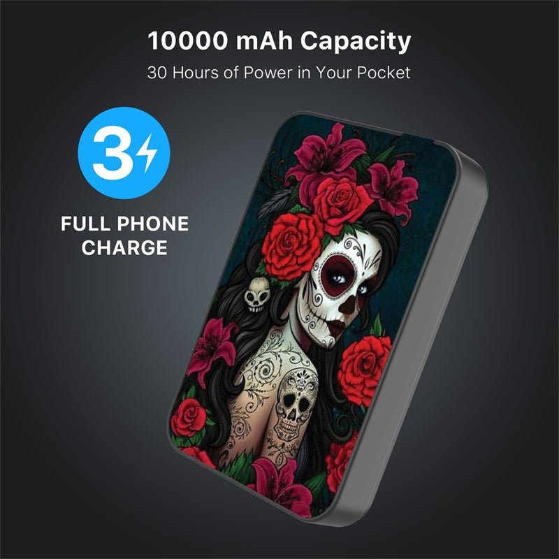 MyBat Design Lab 10000mAh Magnetic Wireless Power Bank - Black - Lady Of The Dead
