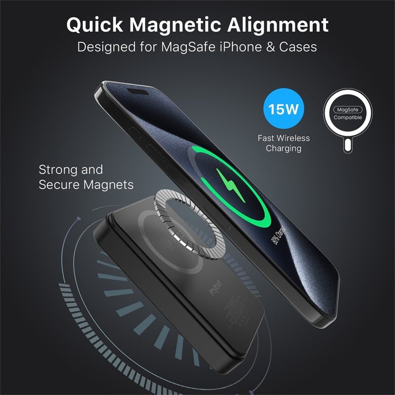 MyBat Design Lab 10000mAh Magnetic Wireless Power Bank - Black - Slam Dunk