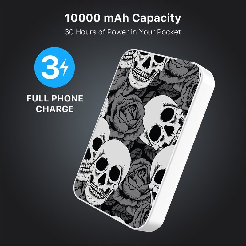 MyBat Design Lab 10000mAh Magnetic Wireless Power Bank - White - Skull Garden