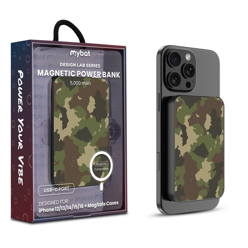 MyBat Design Lab 5000mAh Magnetic Wireless Power Bank - Black - Army Camouflage