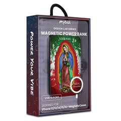 MyBat Design Lab 5000mAh Magnetic Wireless Power Bank - Black - Guadalupe Virgin Mary