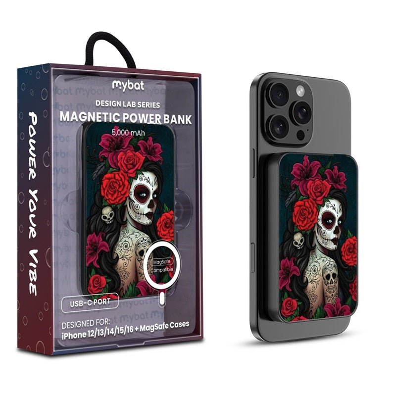 MyBat Design Lab 5000mAh Magnetic Wireless Power Bank - Black - Lady Of The Dead