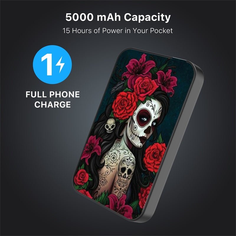 MyBat Design Lab 5000mAh Magnetic Wireless Power Bank - Black - Lady Of The Dead