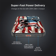 MyBat Design Lab 5000mAh Magnetic Wireless Power Bank - Black - Land of the Free