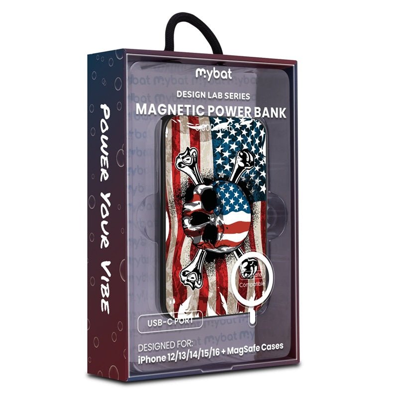 MyBat Design Lab 5000mAh Magnetic Wireless Power Bank - Black - Land of the Free