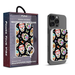 MyBat Design Lab 5000mAh Magnetic Wireless Power Bank - White - Day of the Dead