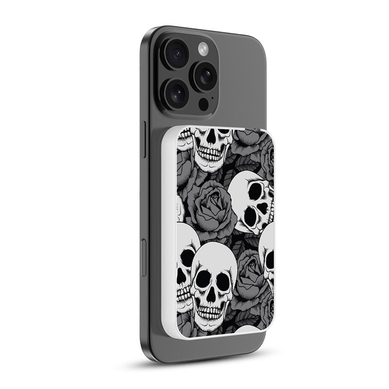 MyBat Design Lab 5000mAh Magnetic Wireless Power Bank - White - Skull Garden