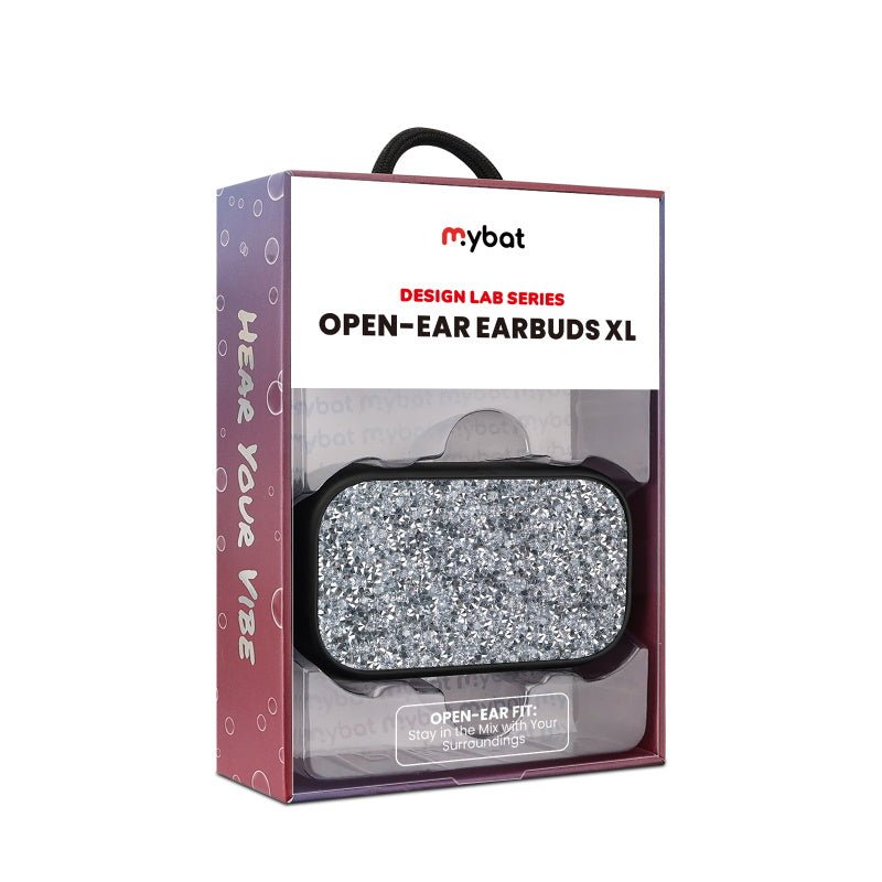 MyBat Design Lab Open - Ear Earbuds XL – White / Black RhinestoneMyBat Pro