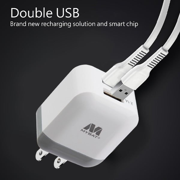 MyBat Dual USB Travel Charger Adapter(2.1A) - WhiteMyBat Pro