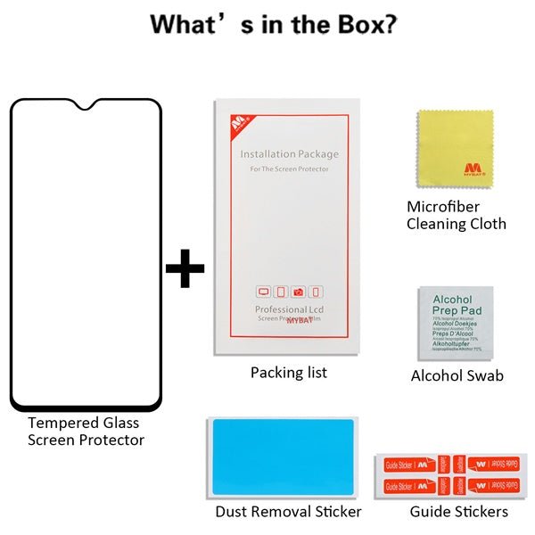 MyBat Full Coverage Tempered Glass Screen Protector for Samsung Galaxy A50 / Galaxy A20 - BlackMyBat Pro