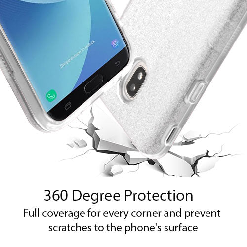 MyBat Full Glitter TUFF Series Case for Samsung J737P (Galaxy J7 (2018))/Galaxy J7 Star / Galaxy J7 V 2nd Gen - Silver